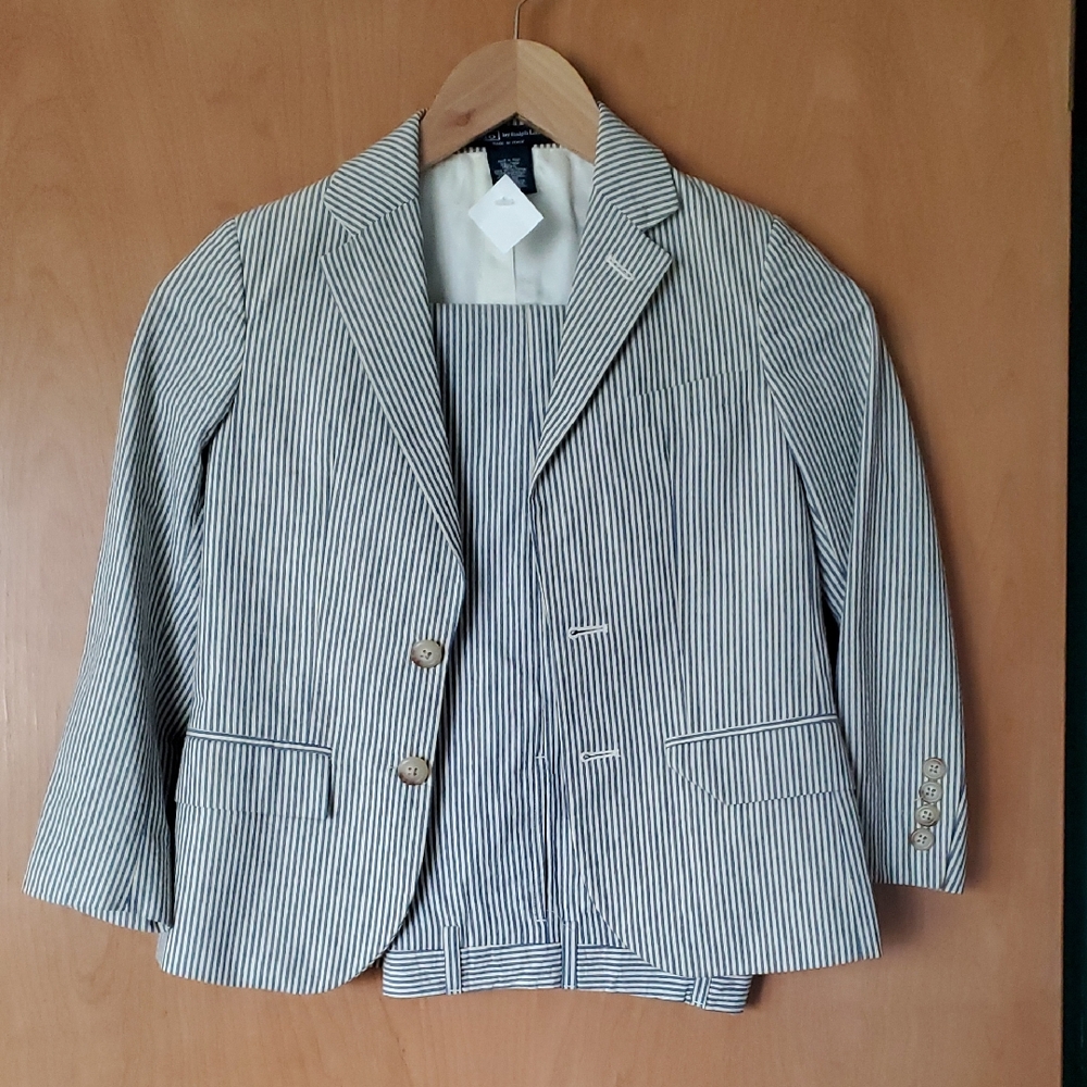 Ralph Lauren Navy and White Striped Blazer and Pants .